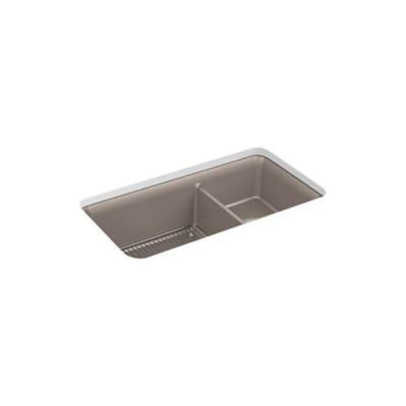 Kohler 8204-CM3- Cairn 33-1/2'' x 18-5/16'' x 10-1/8'' Neoroc undermount double-bowl large/medium kitchen sink with rack
