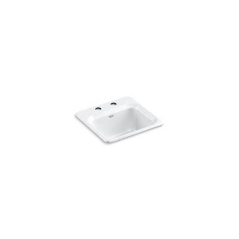 Kohler 6579-2-0- Northland 15'' x 15'' x 7-5/8'' top-mount bar sink with 2 faucet holes